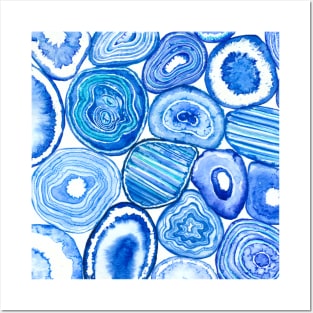 Blue agate slices Posters and Art